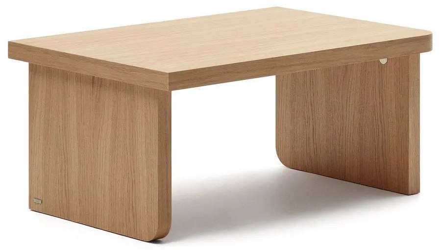 Natúr színű dohányzóasztal tölgyfa dekorral 89x62 cm Oaq – Kave Home