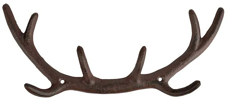 Öntöttvas szarvasagancs akasztó, 8 fogassal, 29 cm