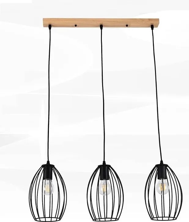 Adrliux Petula függőlámpa 3 pontos fa fekete AL73