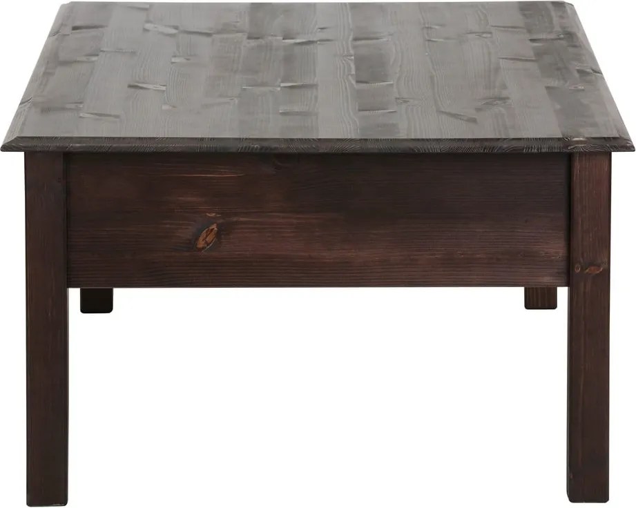 Linda sötétbarna 2 fiókos dohányzóasztal masszív fenyőfából - Støraa