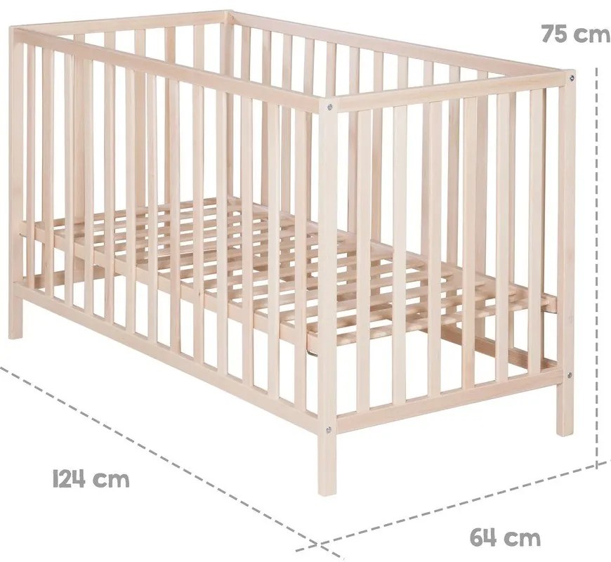 Natúr színű babaágy 60x120 cm Cosi – Roba