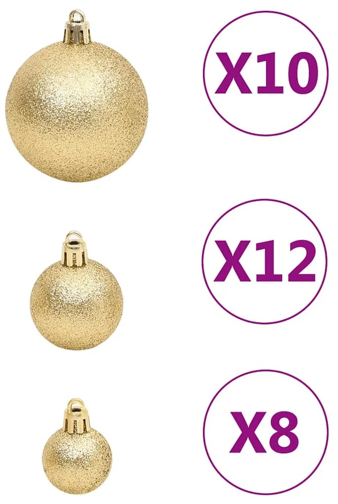 111 részes aranyszínű polisztirol karácsonyi gömb szett
