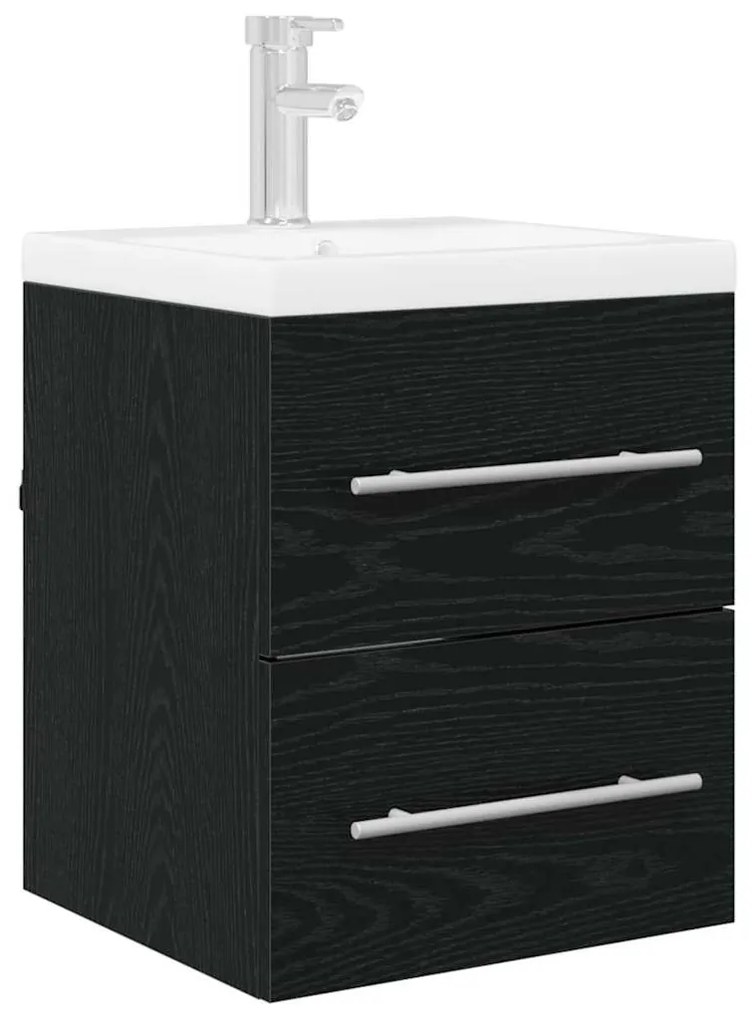 vidaXL Mosdókagyló szekrény Fekete tölgy 38,5 x 41 x 48 cm Faanyag