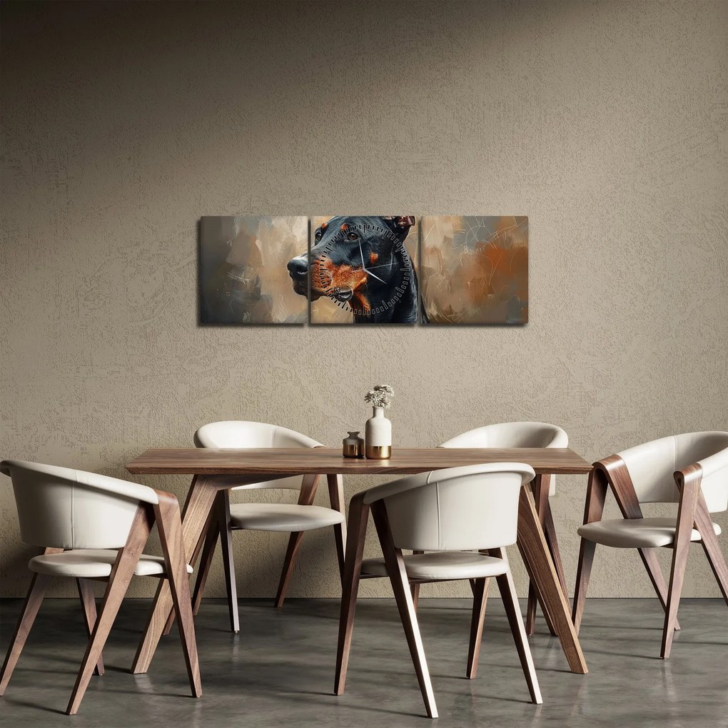 Kép - Dobrman portréja (órával) (90x30 cm)