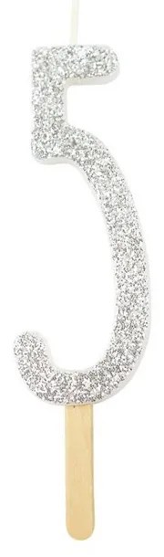 PME glitter gyertya, ezüst, 5