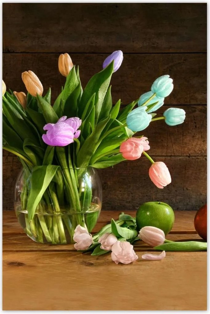 Poszterek 60x90 Csokor Színes tulipánok