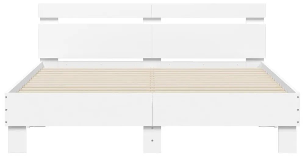 fehér ágykeret fejtámlával és LED-del 140 x 190 cm
