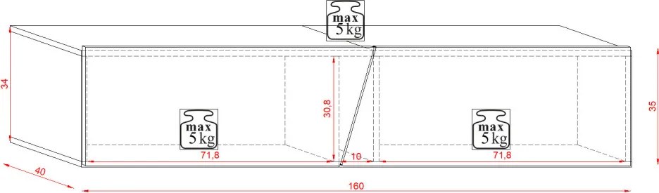 TV szekrény 160 cm fehér / fehér magasfény színkombinációban RGB LED világítással – SLANT