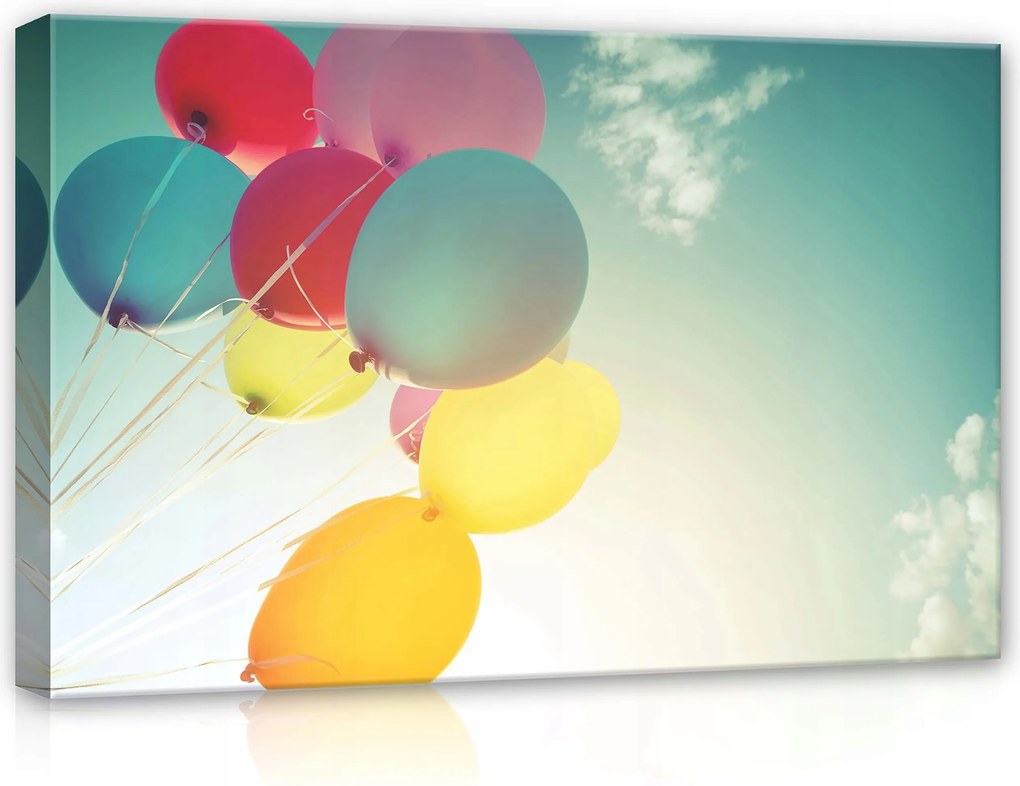 Vászonkép 60x40 Léggömbök égbolt ünnep öröm szórakozás repülés álmok színek