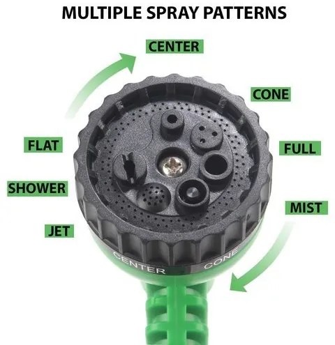 Garden Tools kerti öntöző szett: többpermetes szórópisztoly négy tartozékkal, műanyag, zöld / fekete 7 Fajta szórási Mód 4 Tartozékkal