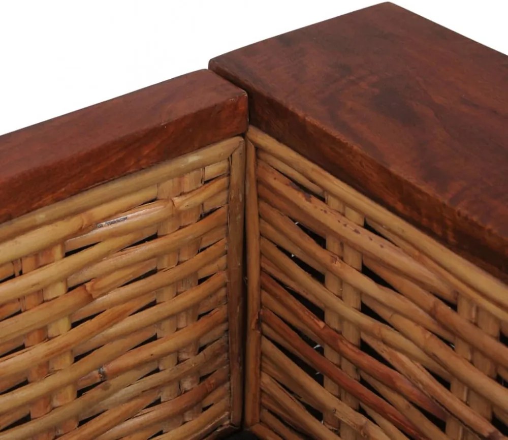 3 személyes barna természetes rattan kanapé párnával