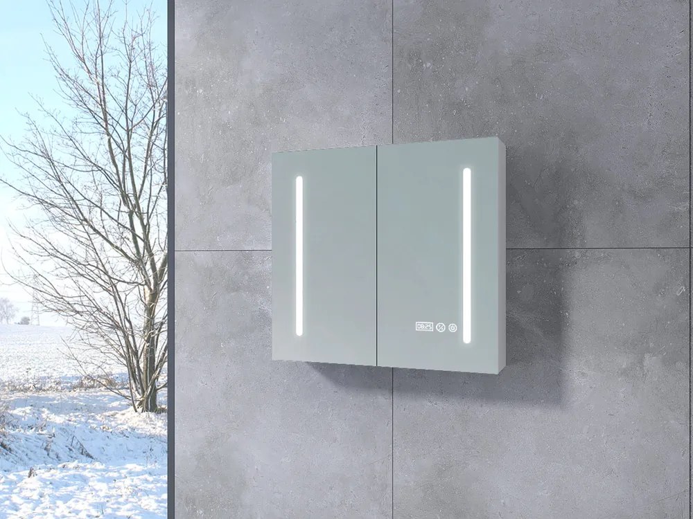 Sevilla || White kétajtós, tükrös szekrény, LED világítással 60 cm