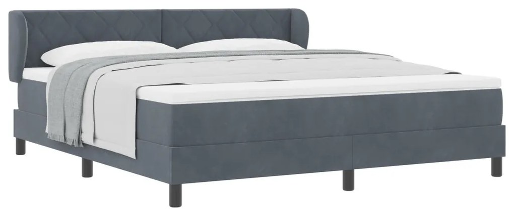 Boxspring Ágy Matrac Kószálva Szürke 180x200 cm Bársony