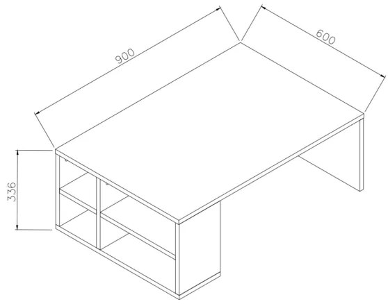 Kávésasztal DEFNE 34x90 cm fehér/barna