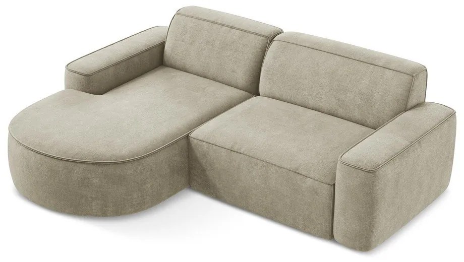 Bézs zsenília sarokkanapé (bal oldali-heverő résszel) Omao – Makamii