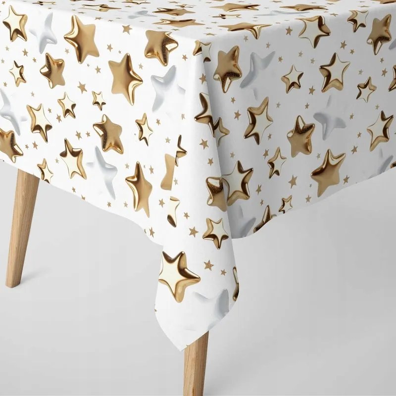 Abrosz Vízálló Karácsonyi Asztal Arany Csillagok 140 cm x 300 cm