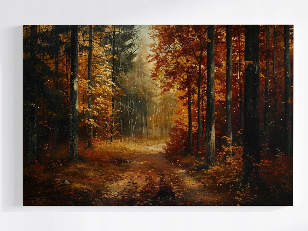 Canvas Vászonkép Természet Erdő Fák Ősz Út Ösvény 120x80