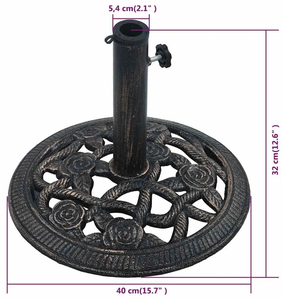 fekete és bronzszínű öntöttvas napernyőtalp 9 kg 40 cm