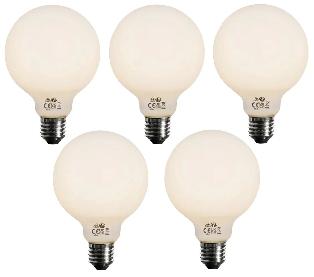 5 darabos E27 szabályozható LED fényforrás készlet Opál G95 5W 450lm 3000K