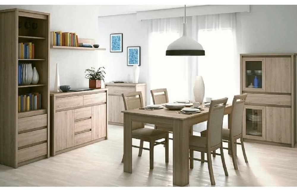 Vitrines szekrény, DTD laminált, tölgy sonoma, NORTY TYP 3