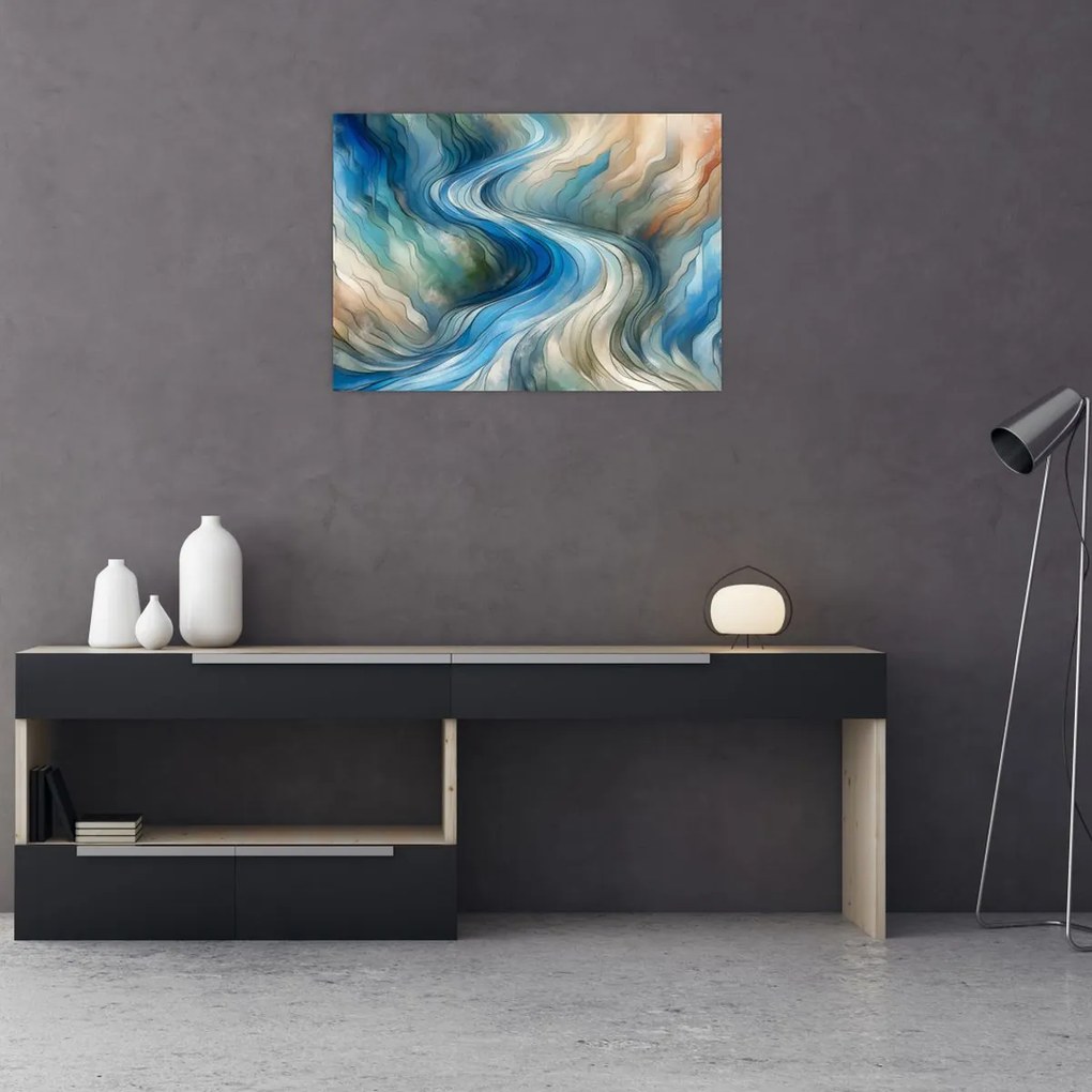 Üveg kép - Absztrakt áramlat (70x50 cm)
