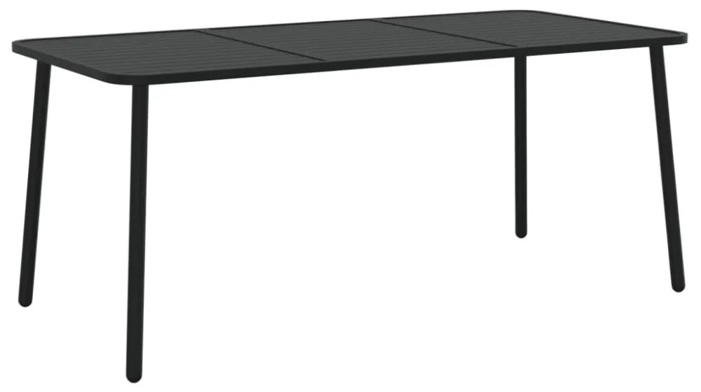 antracitszürke acél kerti asztal 165 x 80 x 71 cm