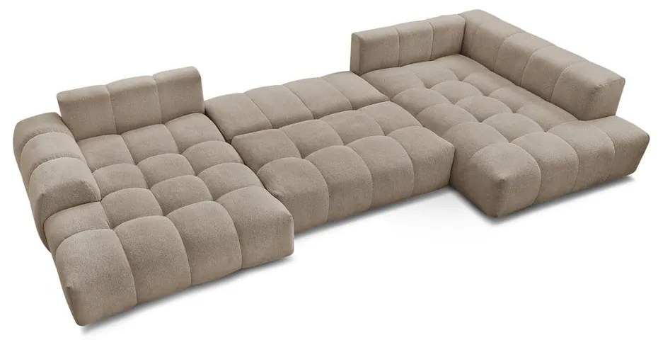 Szürkésbarna zsenília kinyitható-tárolóhelyes sarokkanapé (jobb oldali-U alakú) Everest – Bobochic Paris