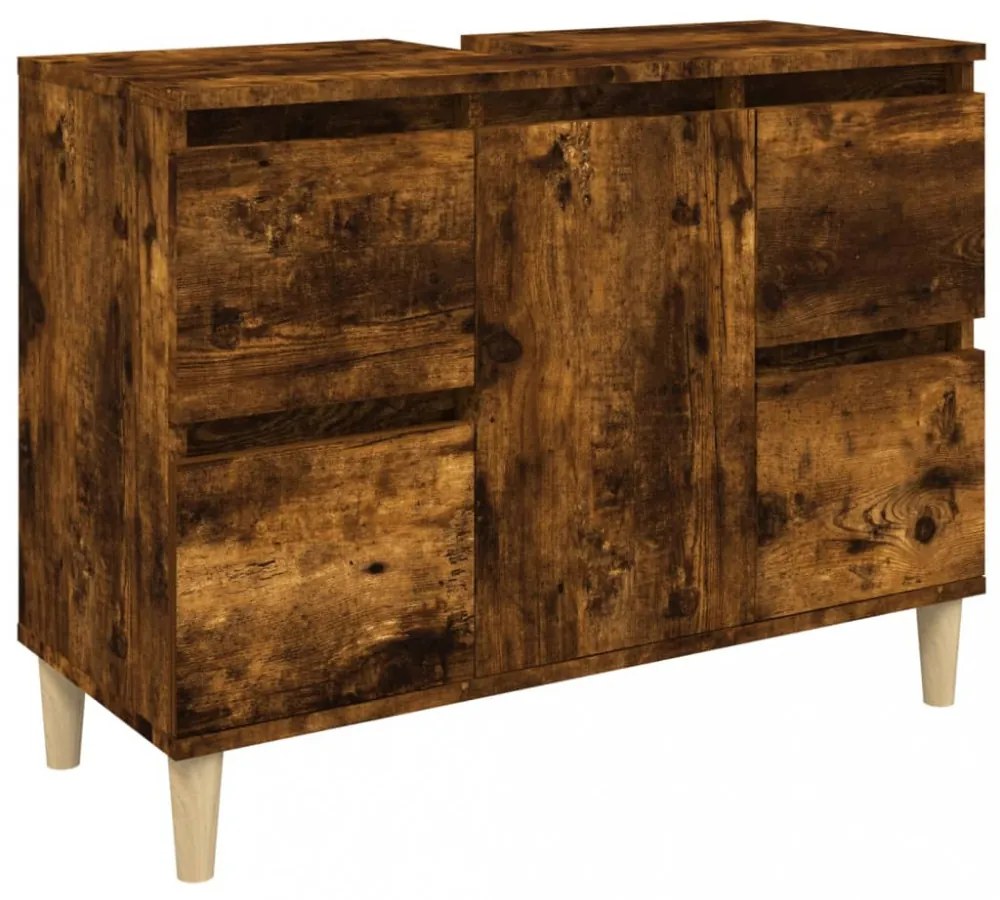 füstös tölgy színű szerelt fa mosdószekrény 80 x 33 x 60 cm