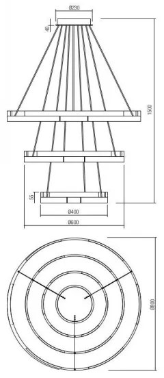 Redo 01-3181 - LED Dimmelhető csillár zsinóron CASTLE LED/80W/230V arany