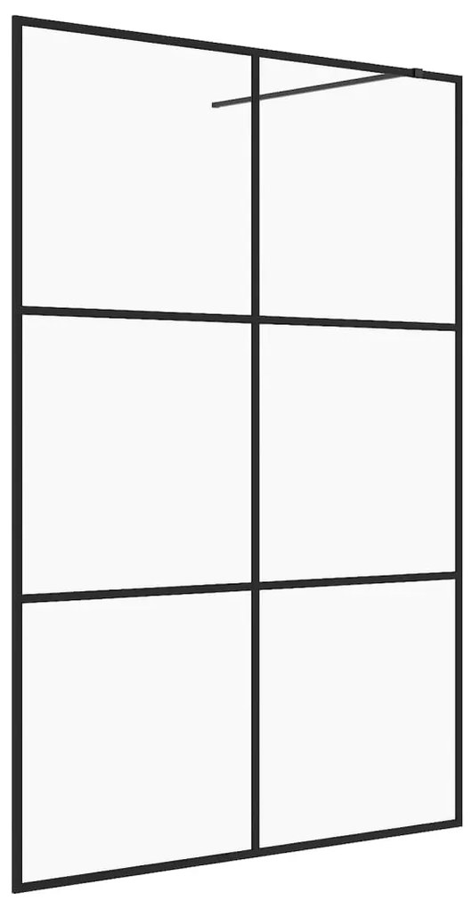Fekete zuhanyfal átlátszó ESG üveggel 140 x 195 cm