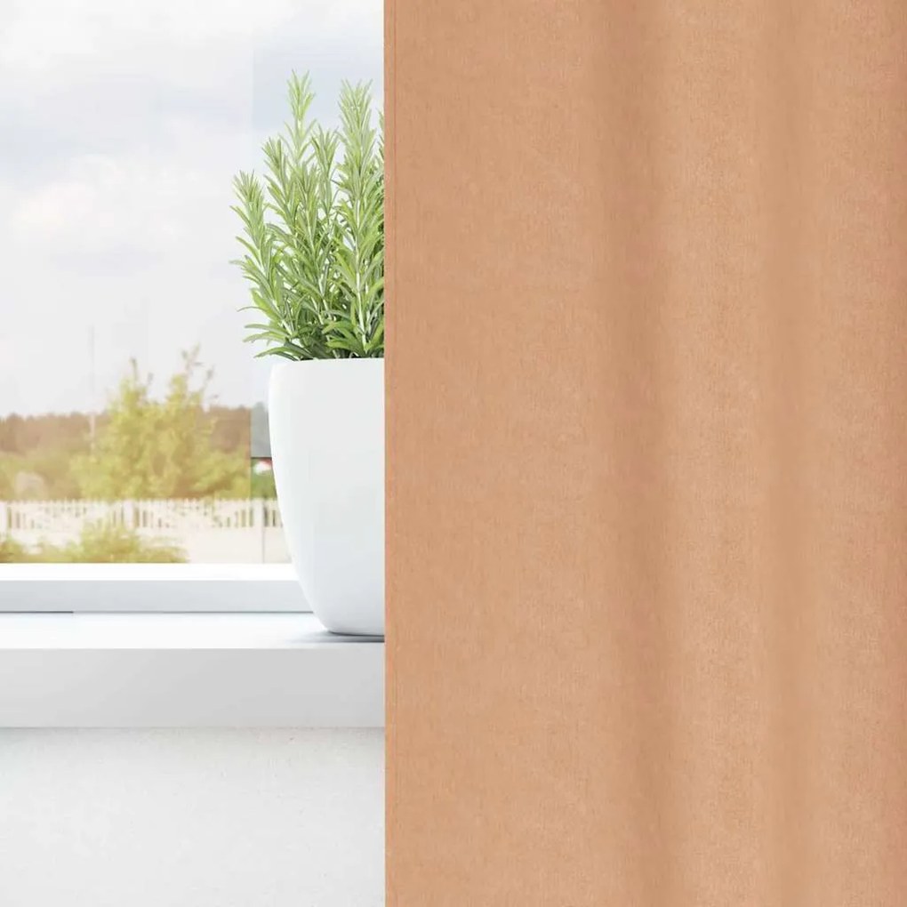 Függönyök függönyökkel 2 pcs Világosbarna 245x140cm Poliészter