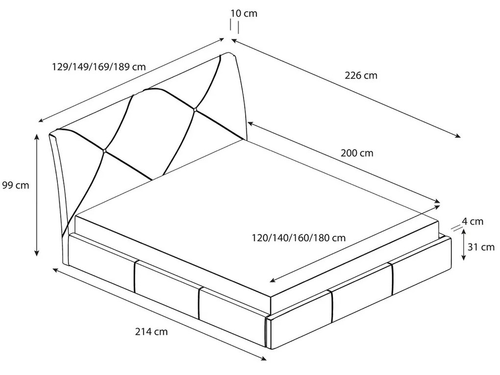 Kárpitozott ágy KARO mérete 160x200 cm Sötétszürke