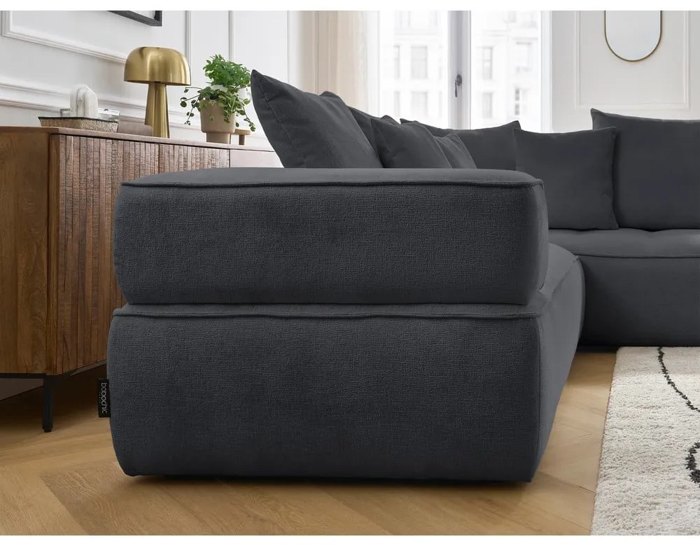 Sötétszürke zsenília sarokkanapé (jobb oldali-L alakú) Whesley – Bobochic Paris