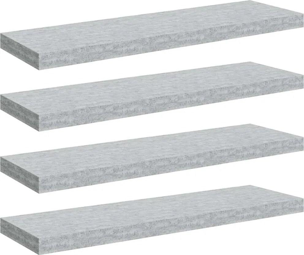 vidaXL 4 db betonszürke MDF lebegő fali polc 80 x 23,5 x 3,8 cm