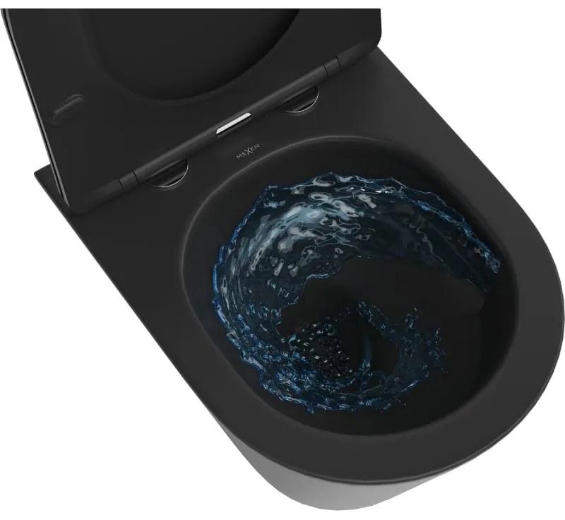 Mexen Rico, fali WC csésze 490x360x370 mm, Perem nélküli Tornado, matt fekete, 3372XX85T