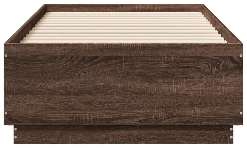 barna tölgyszínű szerelt fa ágykeret LED-del 75 x 190 cm