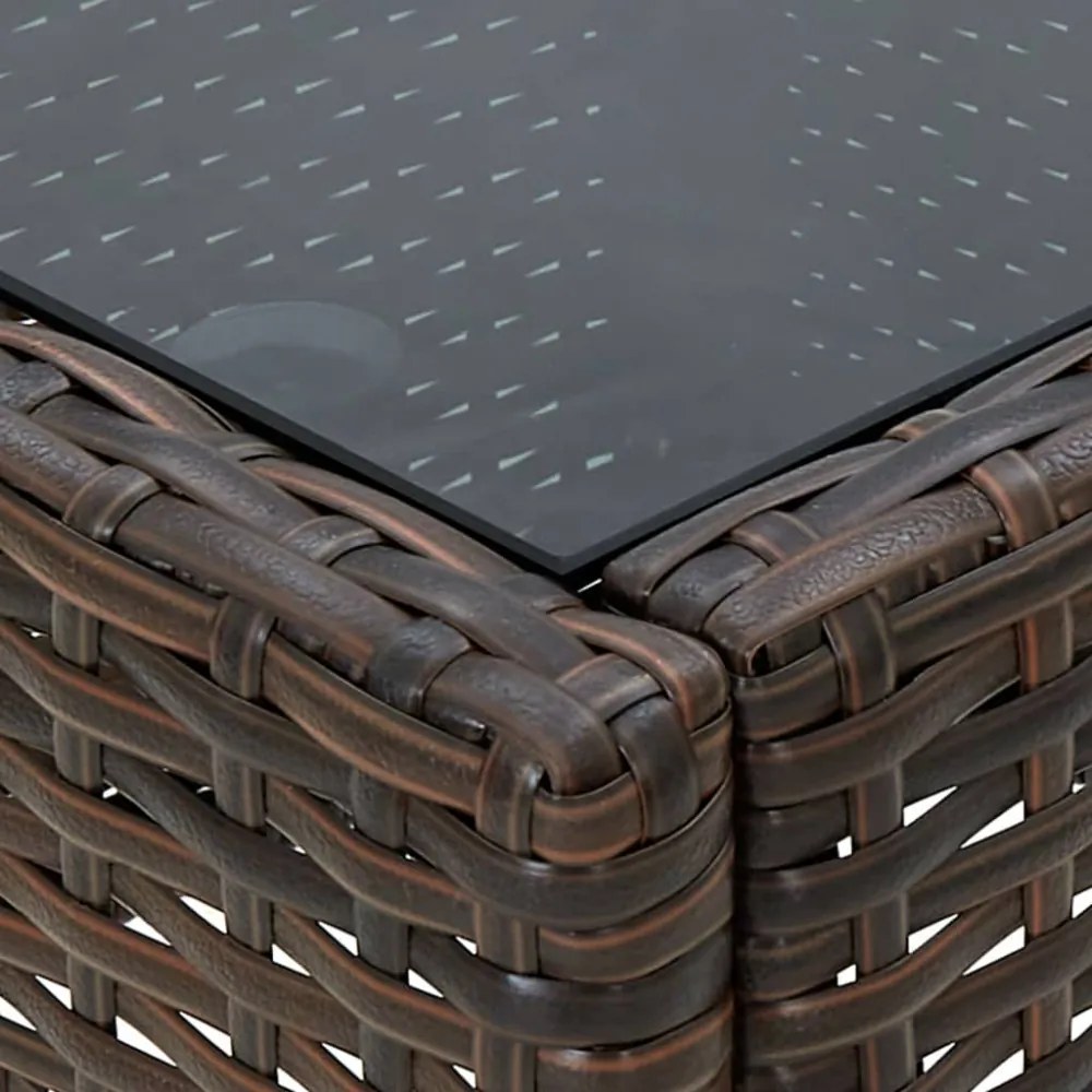 barna polyrattan kerti asztal 40 x 40 x 45 cm
