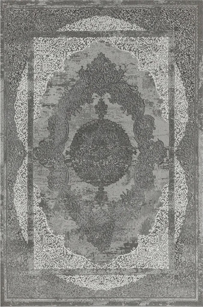 Díszszőnyeg Puha Csillogó Szürke Ezüst Allora Nappaliba 200x290 cm