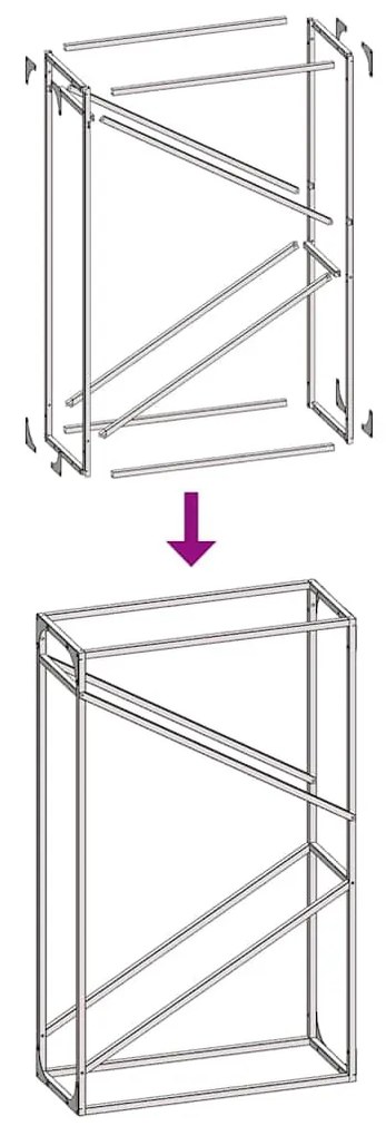 antracitszürke hidegen hengerelt acél tűzifatároló 60x25x100 cm