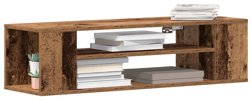 Fali TV Szekrény Régi Fa 100x30x26,5 cm Feltárt Fa