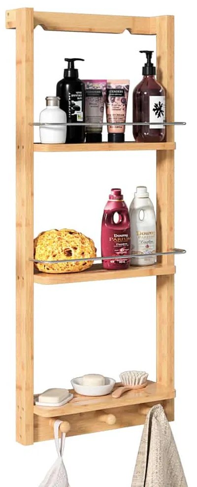 BAMBOO fürdőszobai függő polc, 28,5x10x70cm, 3 polc, barna Casaria