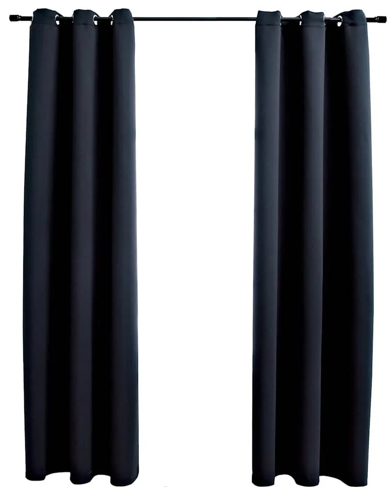 2 db fekete szövet sötétítő függöny gyűrűkkel 97 x 213 cm