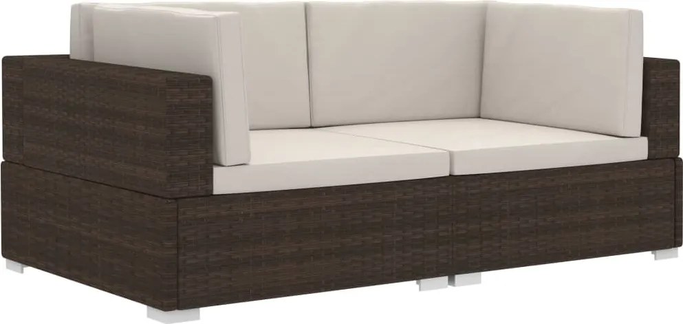 vidaXL 2 db barna moduláris polyrattan sarokfotel párnákkal