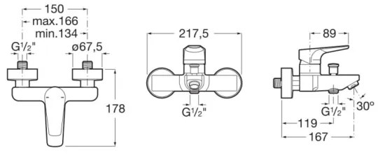 Roca A5A0290C00 - ATLAS fürdőkád csaptelep, fényes króm kivitel