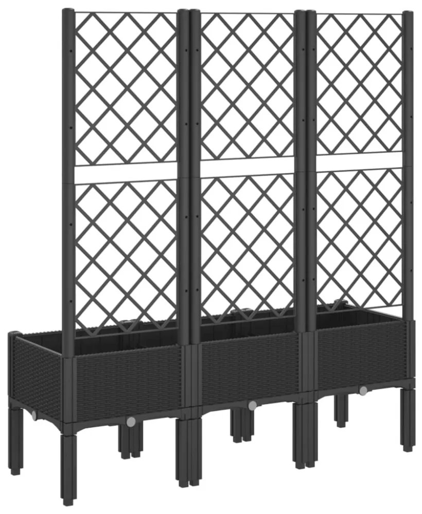 fekete polipropilén rácsos kerti ültetőláda 120 x 40 x 142 cm