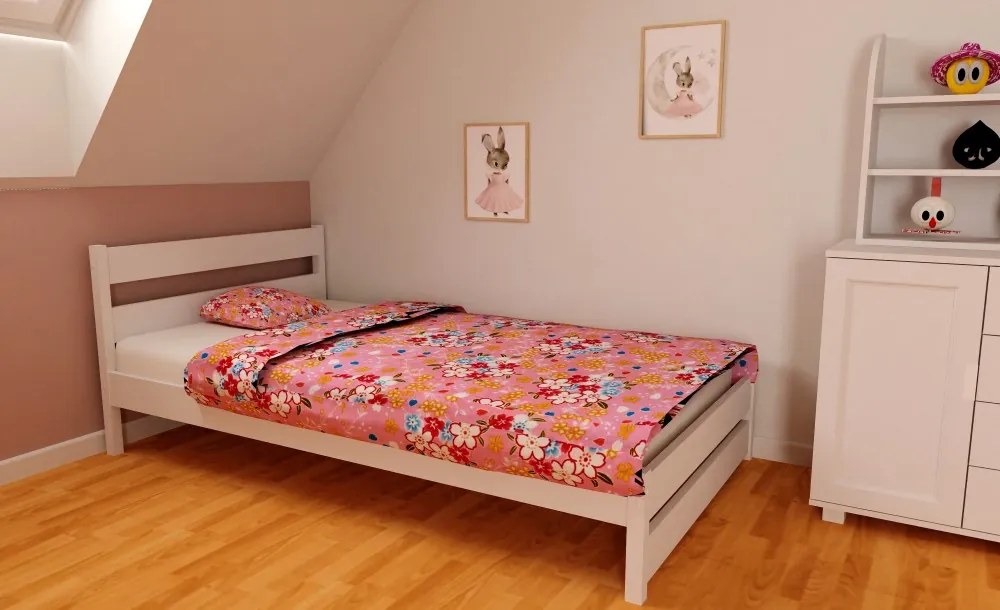 Kamilla Fehér fenyő Gyerekágy 80x180 + ajándék ágyráccsal