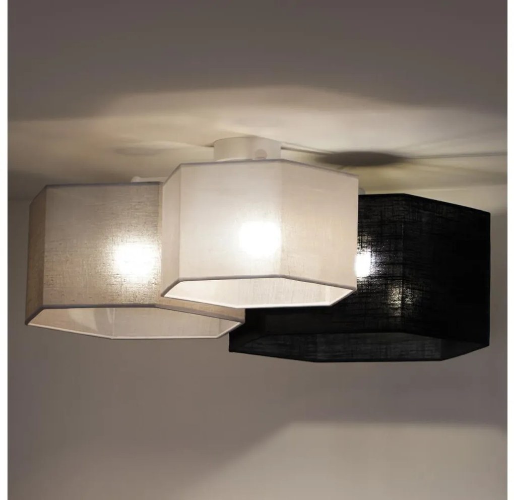 Duolla - Felületre szerelhető csillár ROLLER TRIO HEX 3xE27/15W/230V fekete/szürke/fehér