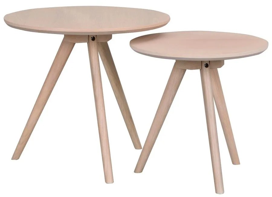 Tölgyfa kerek tárolóasztal szett 2 db-os ø 50 cm Yumi – Rowico