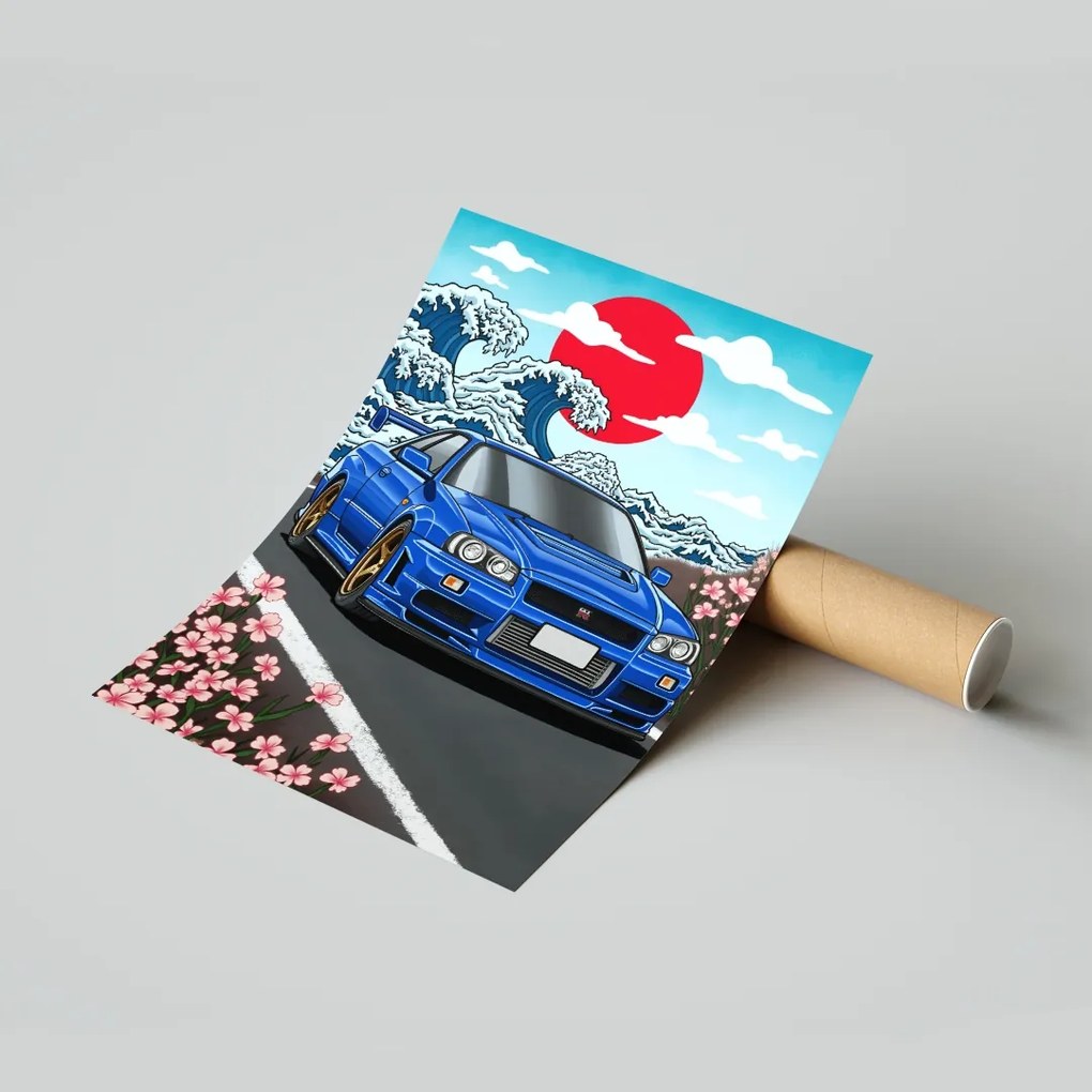 Poszter Nissan Skyline R34 50x70 cm Ajándék ötlet
