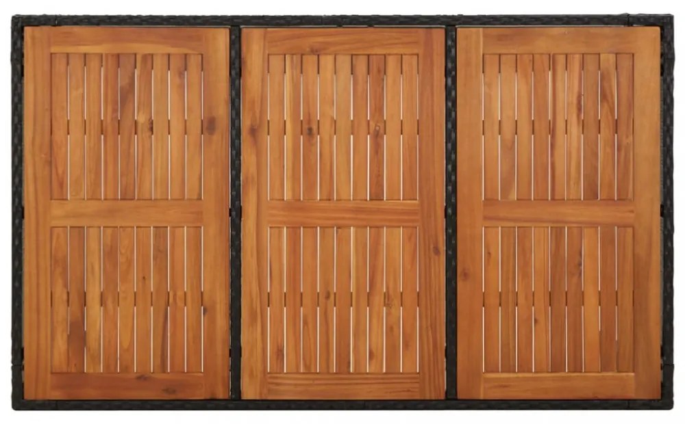 fekete polyrattan falapos kerti asztal 150 x 90 x 75 cm